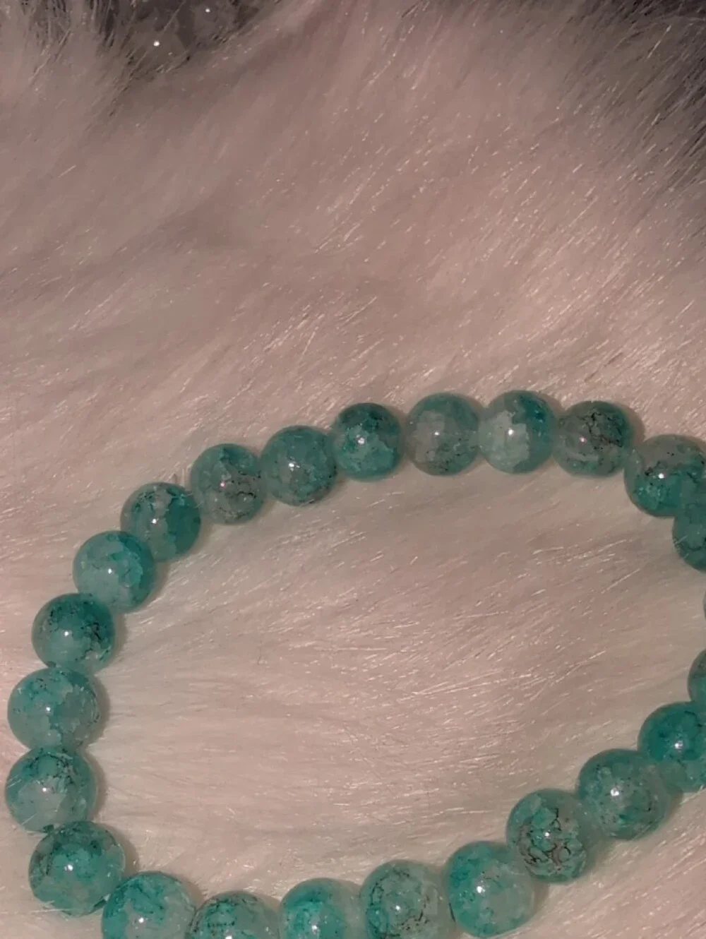 Teal Marbled Beaded Stretch Bracelet